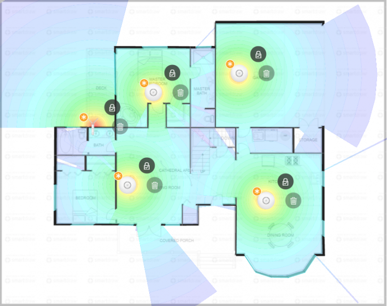 Floorplan with 5G heatmap coverage